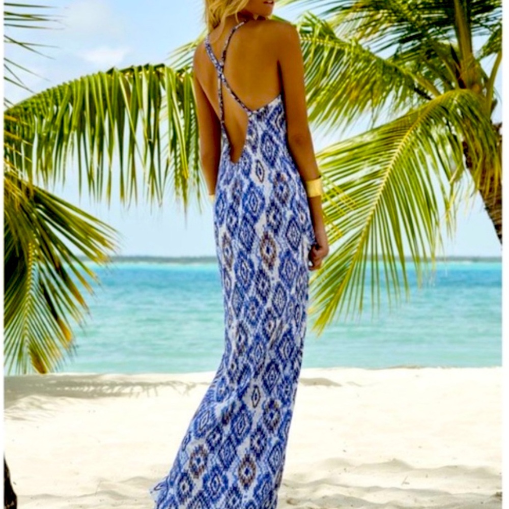 Melissa Odabash Lauri Ikat Print Maxi Dress Small
